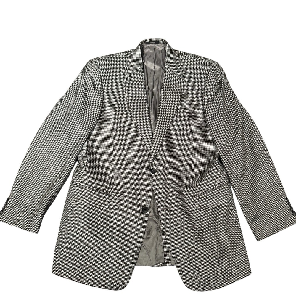 Hart Schaffner Marx Loro Piana Cashmere Houndstooth Jacket 43L Vintage USA Made
